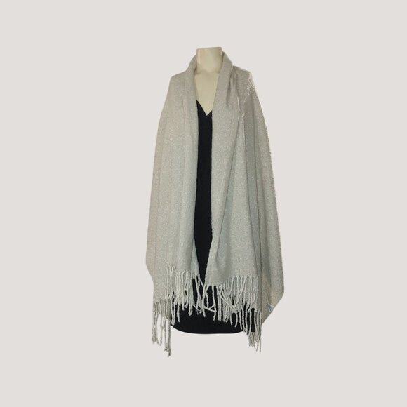 Scarf Shawl American Eagle Womens Oversized Cream Beige White Fringe Polyester - Picture 3 of 7